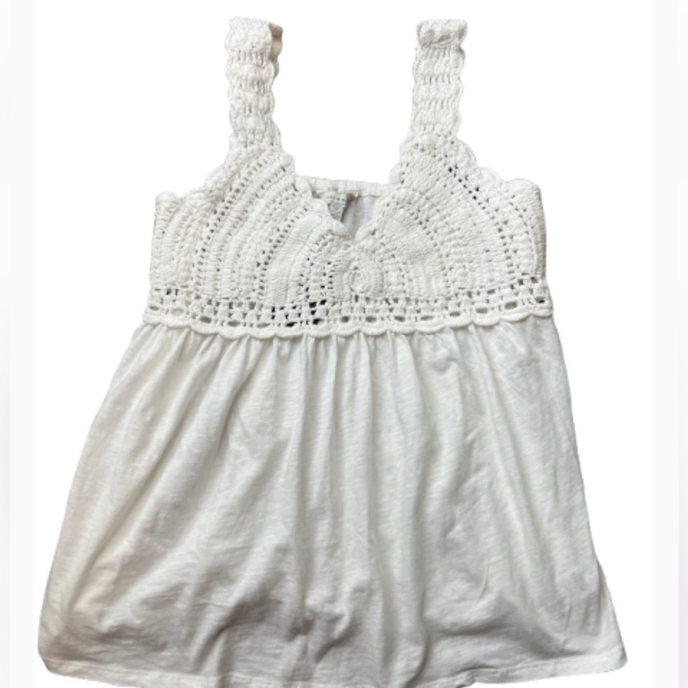 Lucky Brand Cottagecore White Crochet‎ Romantic Top - Picture 2 of 8